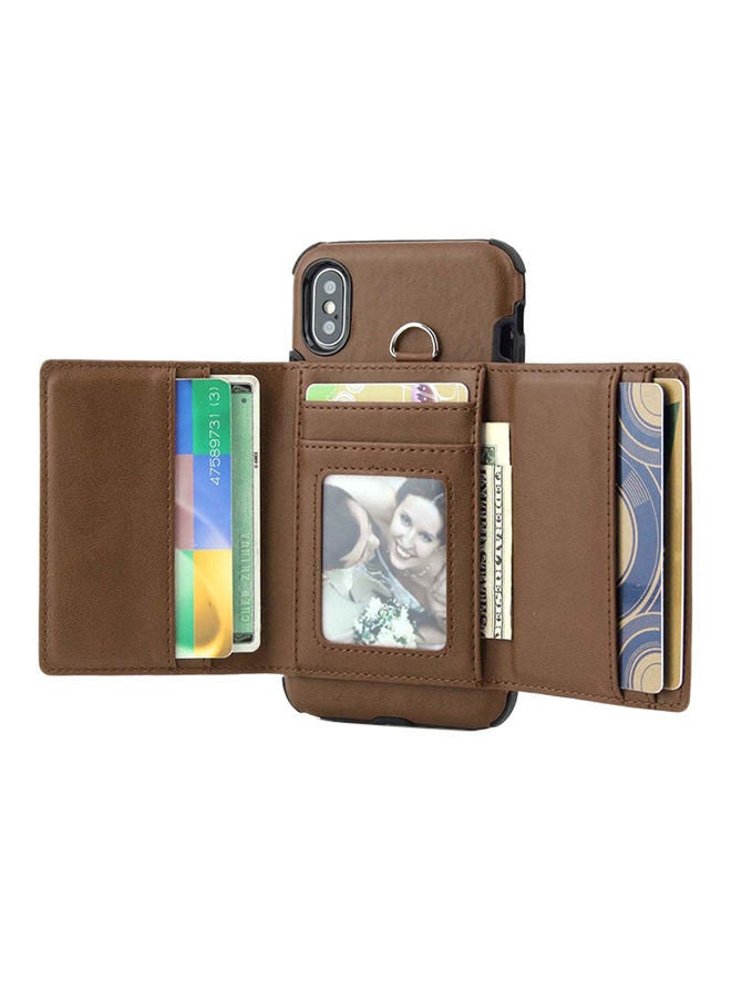 NIBEMINENT Protective Wallet Case Cover For Apple iPhone XS Max Dark Brown - Image 4