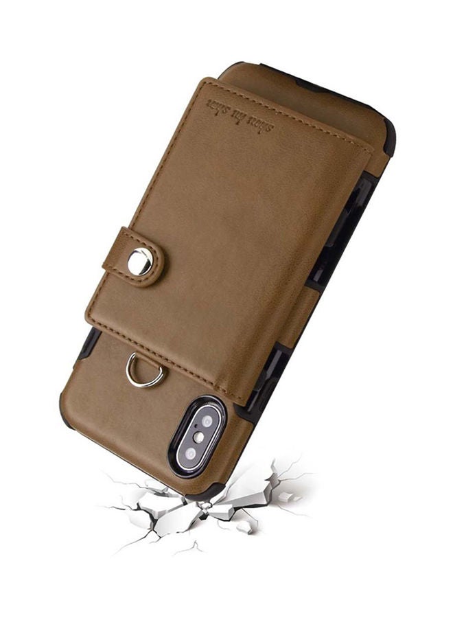 NIBEMINENT Protective Wallet Case Cover For Apple iPhone XS Max Dark Brown - Image 2