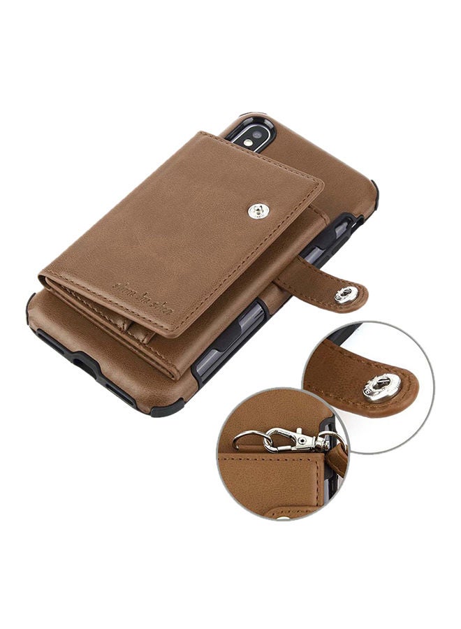 NIBEMINENT Protective Wallet Case Cover For Apple iPhone XS Max Dark Brown - Image 5