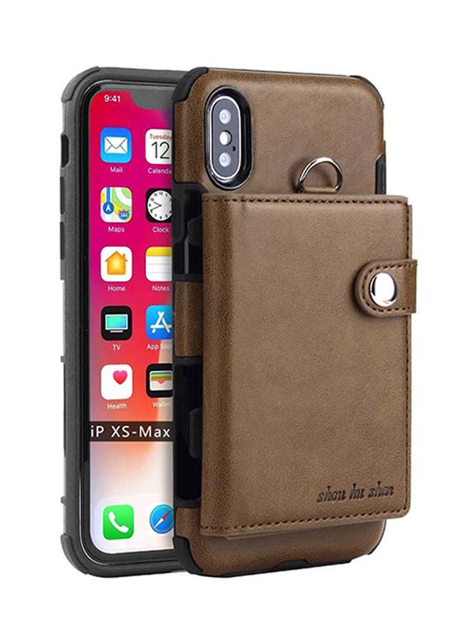 NIBEMINENT Protective Wallet Case Cover For Apple iPhone XS Max Dark Brown - Image 1