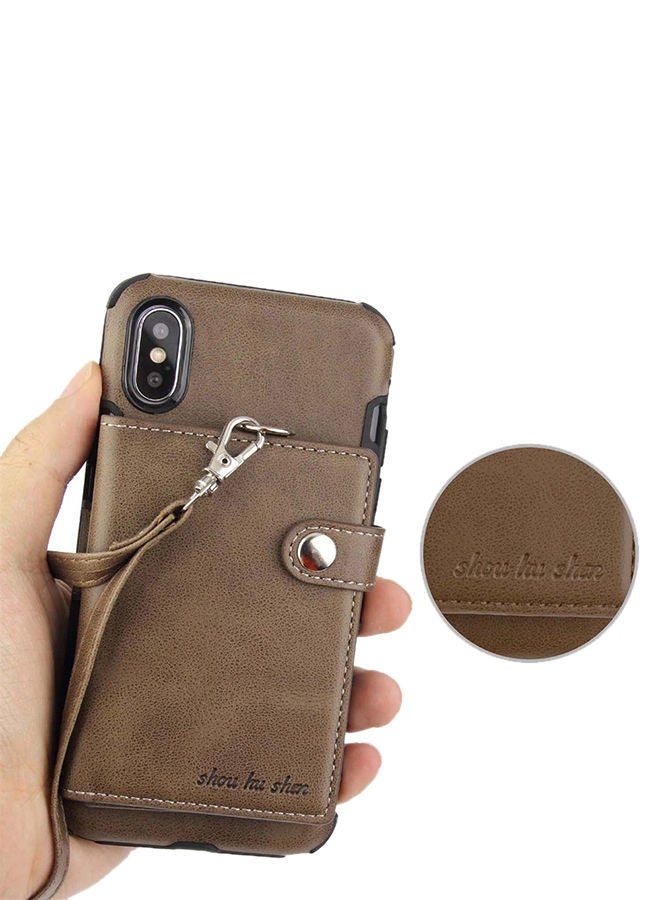 NIBEMINENT Protective Wallet Case Cover For Apple iPhone XS Max Dark Brown - Image 3