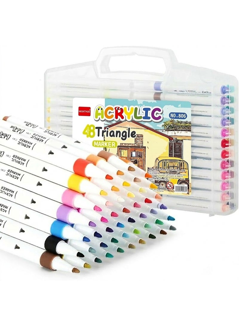 971 Junction Premium 48-Pack Acrylic Paint Markers - Ultra-Fine Tip Water-Based Paint Pens for Rock Painting, Canvas, Glass, Wood, Ceramic & Metal - Waterproof DIY Art Supplies with Portable Storage Case - Quick-Drying & Waterproof Art Markers for Kids & Adults - Image 1