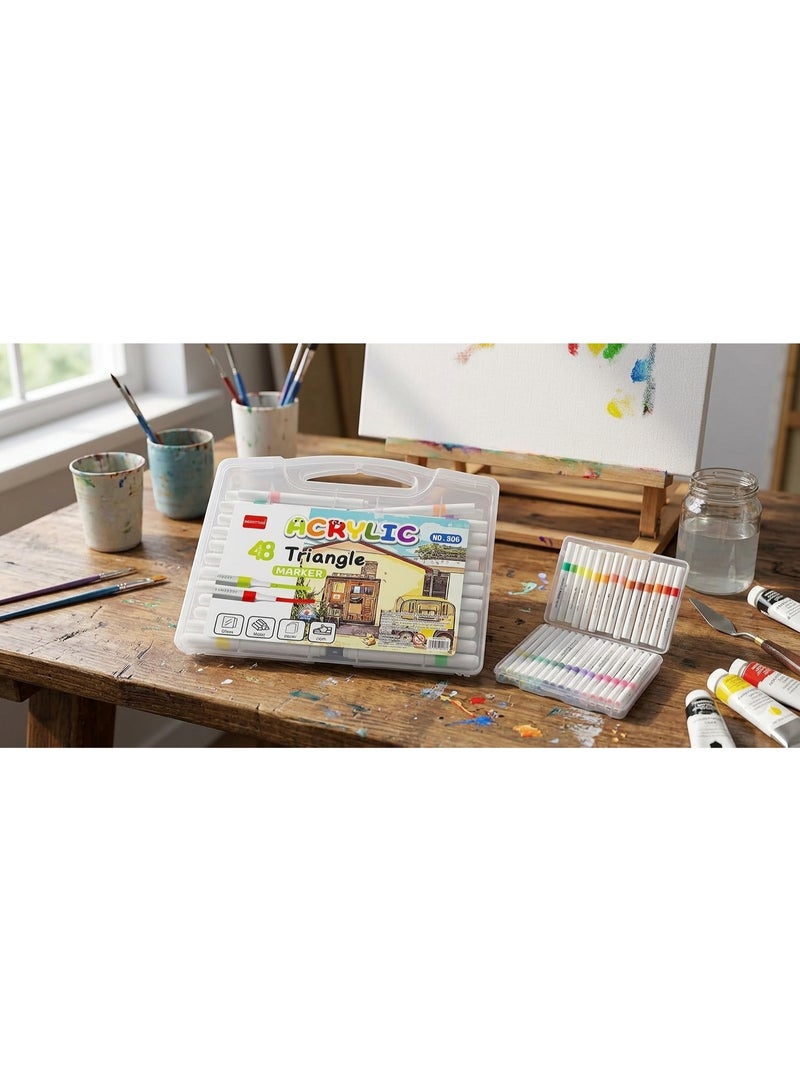 971 Junction Premium 48-Pack Acrylic Paint Markers - Ultra-Fine Tip Water-Based Paint Pens for Rock Painting, Canvas, Glass, Wood, Ceramic & Metal - Waterproof DIY Art Supplies with Portable Storage Case - Quick-Drying & Waterproof Art Markers for Kids & Adults - Image 3