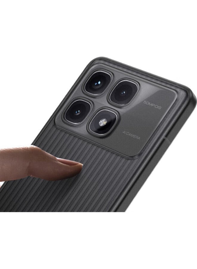 Kmaxai Case For Xiaomi Redmi K70 Pro, Ultra-Thin Frosted Pp Shell, Full Lens Protection, Non-Slip, Semi-Transparent, Simple Design, Corrugated Pattern - Transparent Black - Image 1