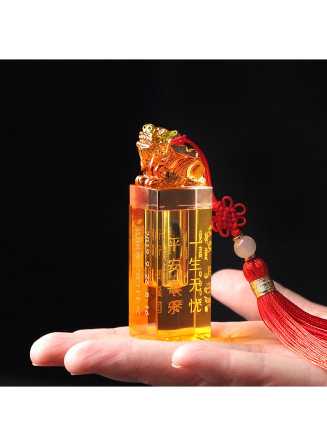 Fetal Hair Souvenir Fetal Hair Seal Umbilical Belt Seal Diy Making Crystal Glaze Zodiac Dragon Baby Navel Hundred Days Ceremony-Color:Pixiu (all Engravings Are Free)  - Image 1