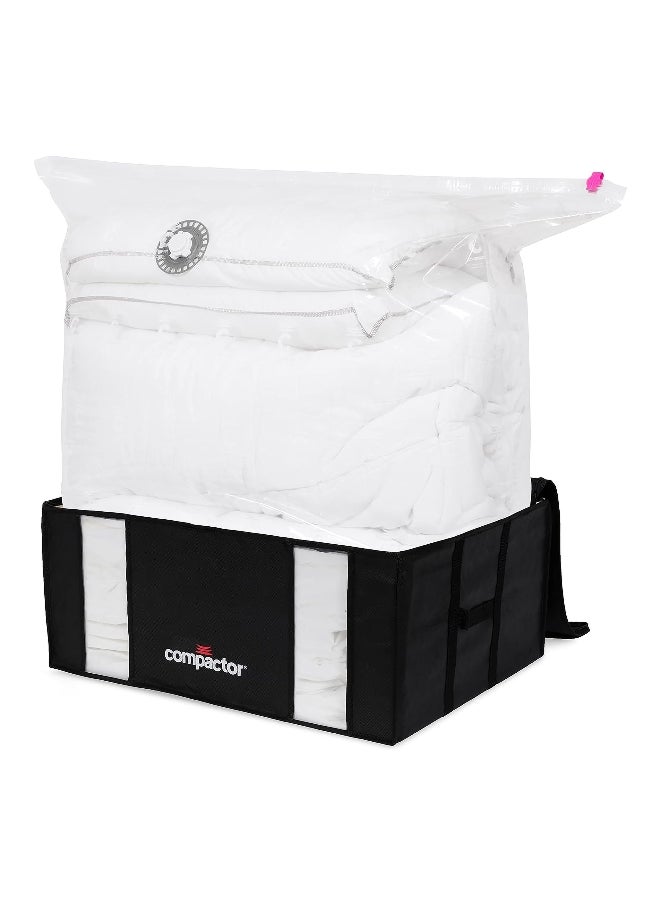 COMPACTOR Space Saving Semi Rigid Zipper Closure Vacuum Storage Box Black and Clear 210 L RAN8943  - Image 1