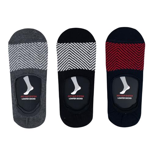 BALENZIA SocksXpress Men's Cotton No Show Socks with Anti Slip Silicon System - Pack of 3 (Black, Navy, D.Grey) - Invisible/Loafer Socks - Image 1