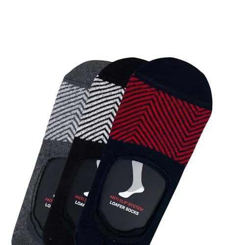 BALENZIA SocksXpress Men's Cotton No Show Socks with Anti Slip Silicon System - Pack of 3 (Black, Navy, D.Grey) - Invisible/Loafer Socks - Image 5
