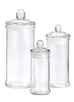 MDLUU Set of 3 Glass Canisters, Apothecary Jars with Airtight Lids, Bathroom Vanity Organizers for Cotton Balls, Qtip Cotton Swabs, Cotton Balls, Flossers, Bath Salt - pzsku/ZEAE63D78C754777ACB9BZ/45/_/1693407451/19c69a9b-e074-4b1b-a55c-10dd20b97c30