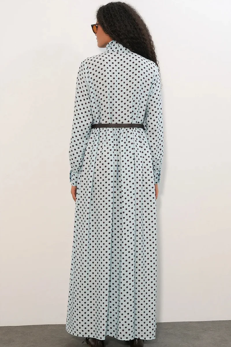Big Dart Baby Blue BDART Polka Dot Maxi Shirt Dress for Women | Best Price UAE