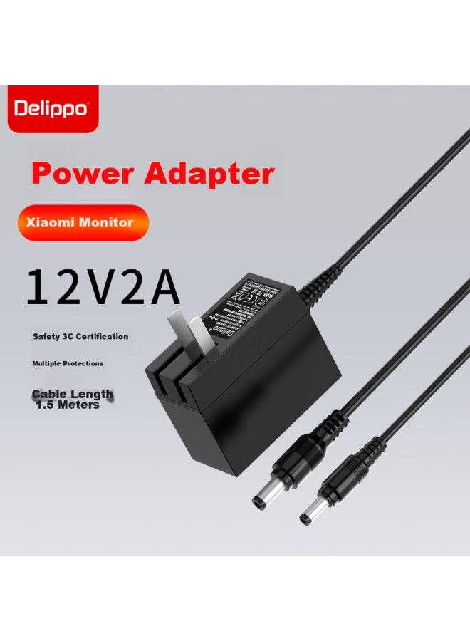Delippo Power Adapter For Xiaomi Redmi Lcd Monitor Desktop Computer, 12v2a/2000ma Power Adapter Rmmnt238nf Power Cord - Image 1