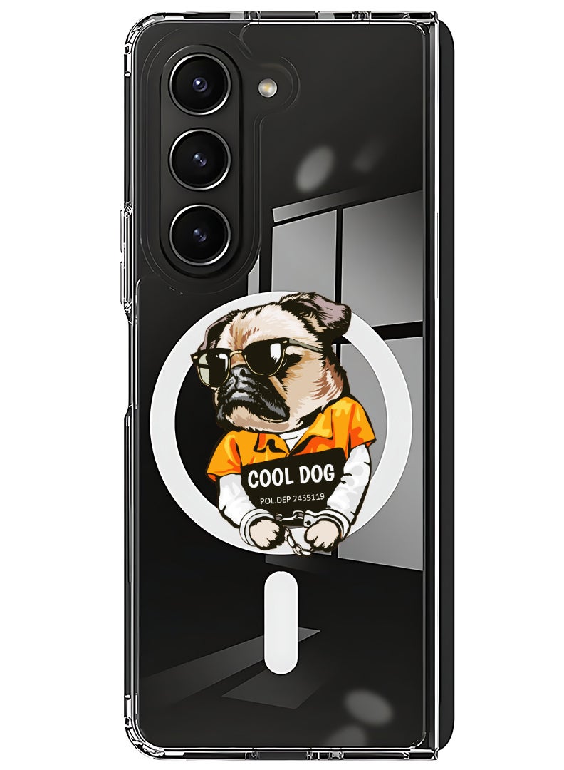 Theodor Magnetic Case for Samsung Galaxy Z Fold 5 Compatible with MagSafe Wireless Charging, Shockproof Phone Bumper Cover cool dog - Image 1