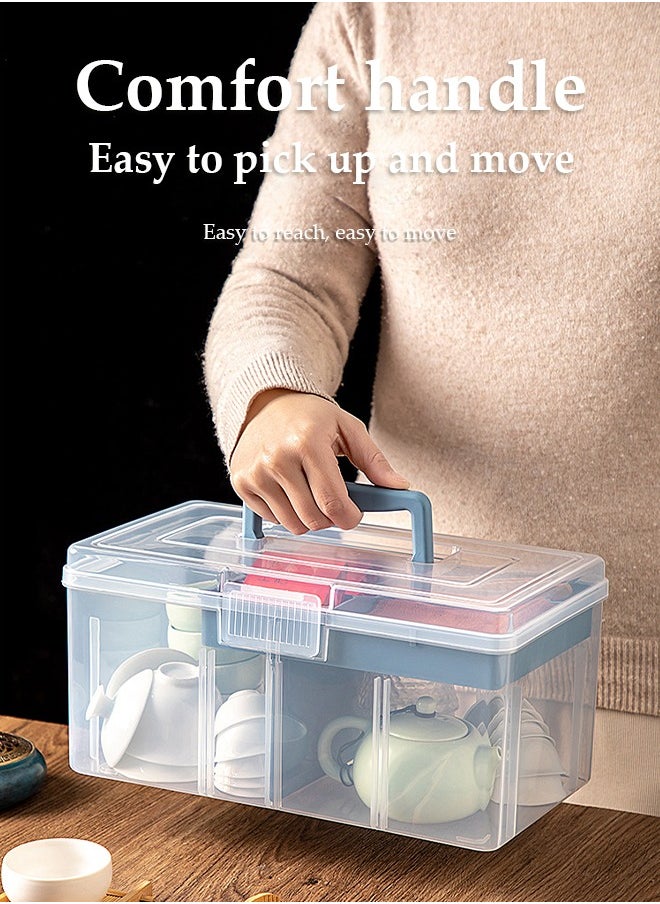 DUNISO 2 Layer tea bag storage box, plastic tea set storage box, tea bag rack, transparent tea bag sorting machine, food storage container, detachable, with handle, suitable for home, restaurant and office use, 20 * 16 * 14.5cm  - Image 4