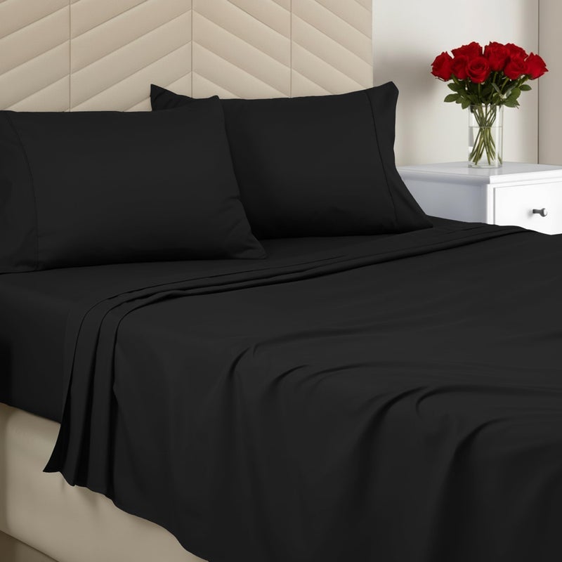 Utopia Bedding King Sheet Set - Brushed Microfiber - Soft Bed Sheets for King Size Bed - Luxury Bedding Sheets with Fitted Sheet, Flat Sheet & 2 Pillow Cases - Deep Pocket (Black) - Image 1