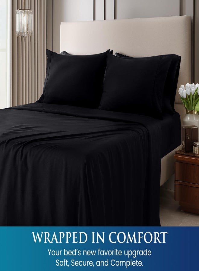 Utopia Bedding King Sheet Set - Brushed Microfiber - Soft Bed Sheets for King Size Bed - Luxury Bedding Sheets with Fitted Sheet, Flat Sheet & 2 Pillow Cases - Deep Pocket (Black) - Image 4