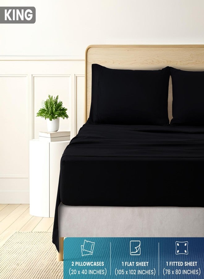 Utopia Bedding King Sheet Set - Brushed Microfiber - Soft Bed Sheets for King Size Bed - Luxury Bedding Sheets with Fitted Sheet, Flat Sheet & 2 Pillow Cases - Deep Pocket (Black) - Image 2