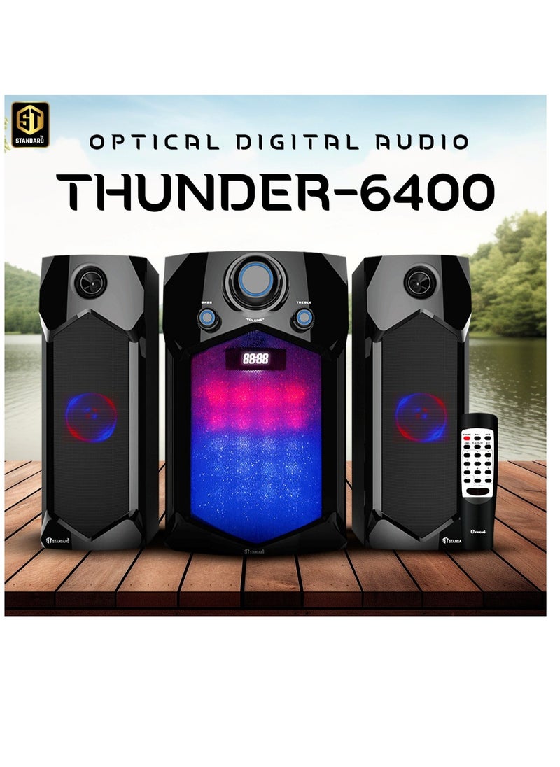 Standard - Speaker Standard 2.1 THUNDER 6400 Power 64 Watt illuminated multimedia speaker Optical Cable - Aux - Bluetooth - Usb - Sd card - Radio - Led Screen - Remote - Full Function - Image 1