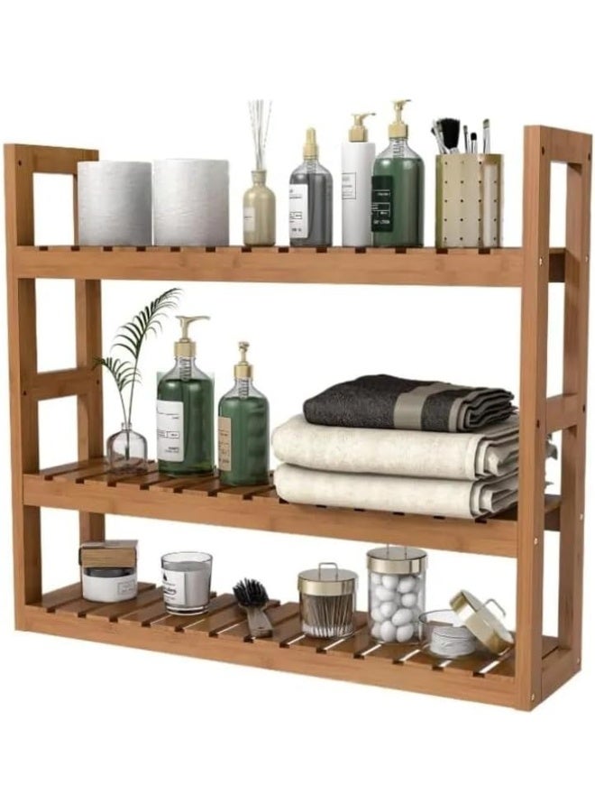 Horoof Home Elegant 3-Tier Wooden Storage Shelf Organizer – Brown, 60 x 15 x 53.8 cm – Versatile Home & Office Storage Solution, SM411  - Image 1