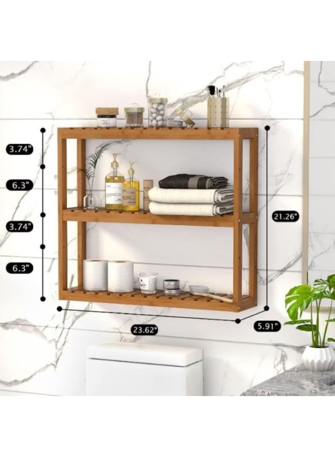 Horoof Home Elegant 3-Tier Wooden Storage Shelf Organizer – Brown, 60 x 15 x 53.8 cm – Versatile Home & Office Storage Solution, SM411  - Image 3