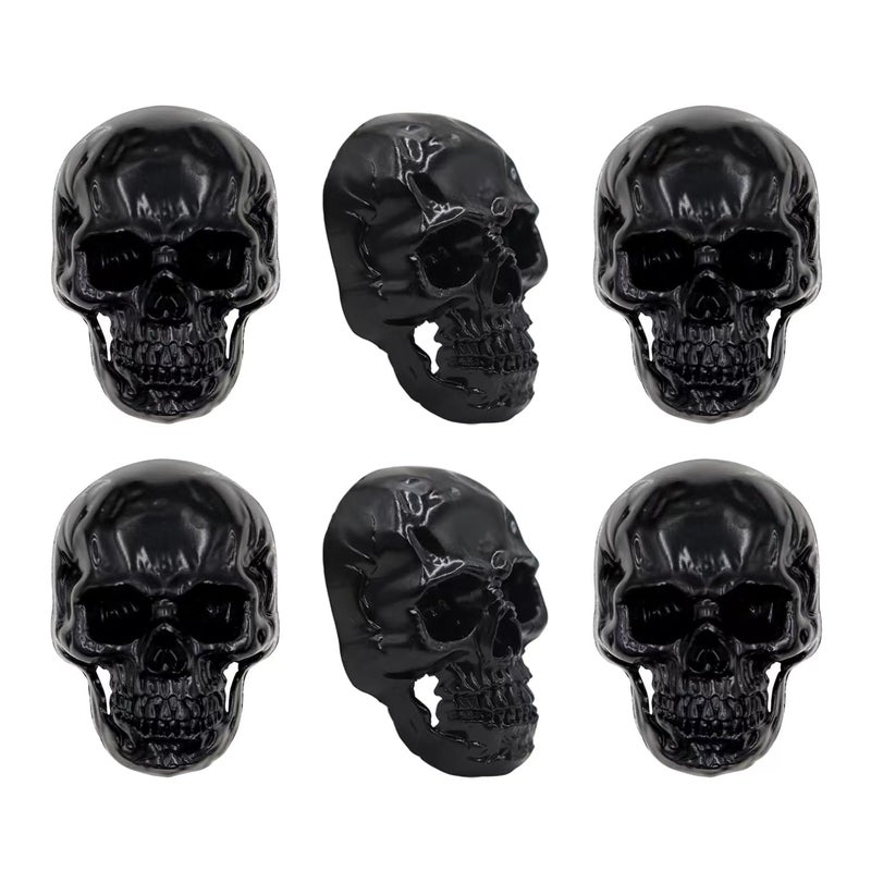 rhinocats 6pcs Skull Fridge MagnetsLocker AccessoriesHalloween Funny Goth Decorative Magnets for Home Kitchen Office Whiteboard Black