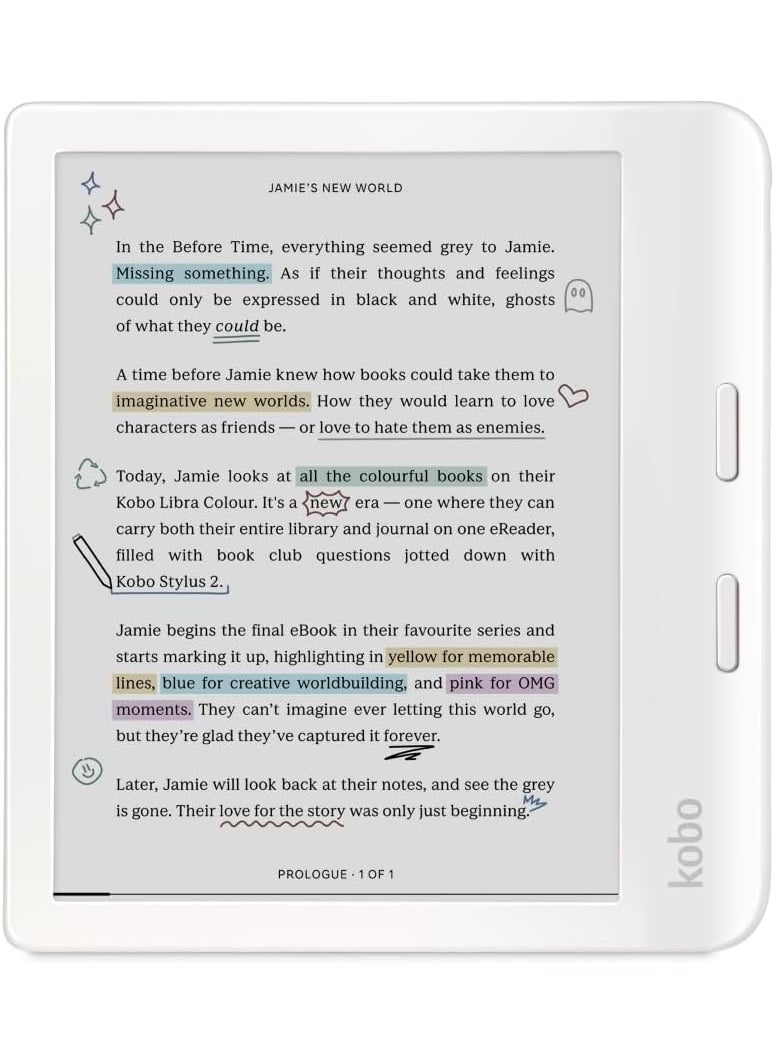 Kobo Libra Colour White eReader with Case Bundle