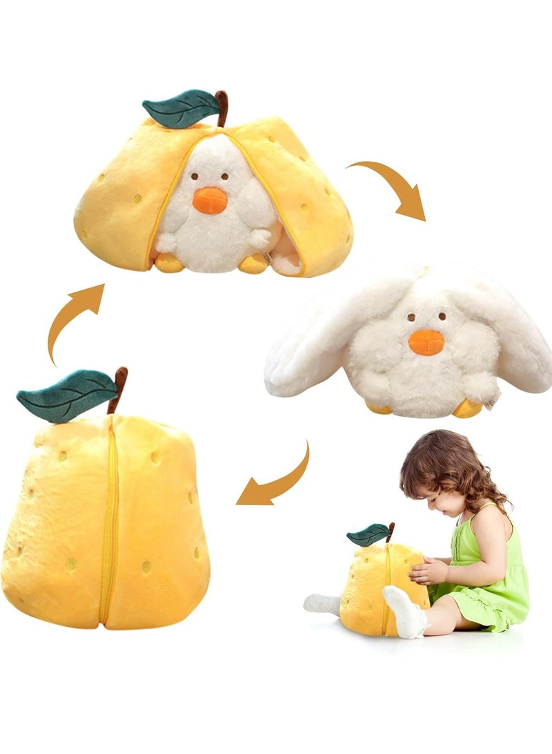 SYOSI Pear Duck Plush Toy, 7.8 Inch Cute Plushie Hugging Plush Pillow, Duck Stuffed Animal Soft Plush Pear Doll with Zipper Sleeping Pillows Tummy Time Toys Gifts for Girls Boys Teens  - Image 1