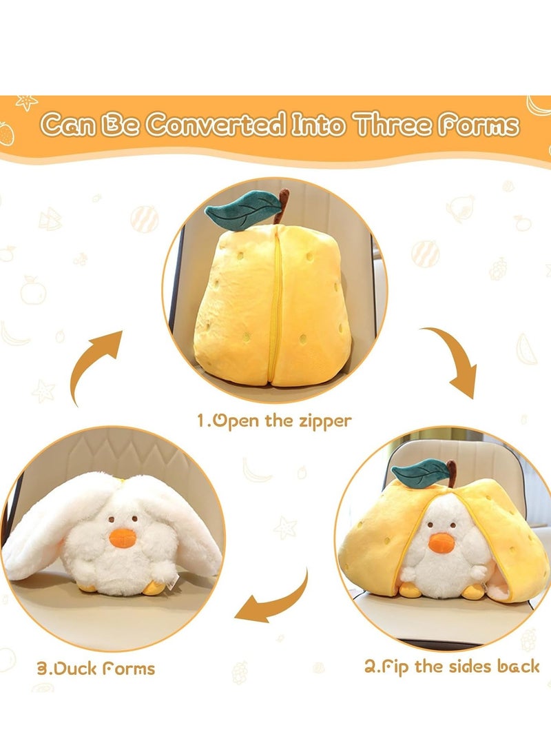 SYOSI Pear Duck Plush Toy, 7.8 Inch Cute Plushie Hugging Plush Pillow, Duck Stuffed Animal Soft Plush Pear Doll with Zipper Sleeping Pillows Tummy Time Toys Gifts for Girls Boys Teens  - Image 4