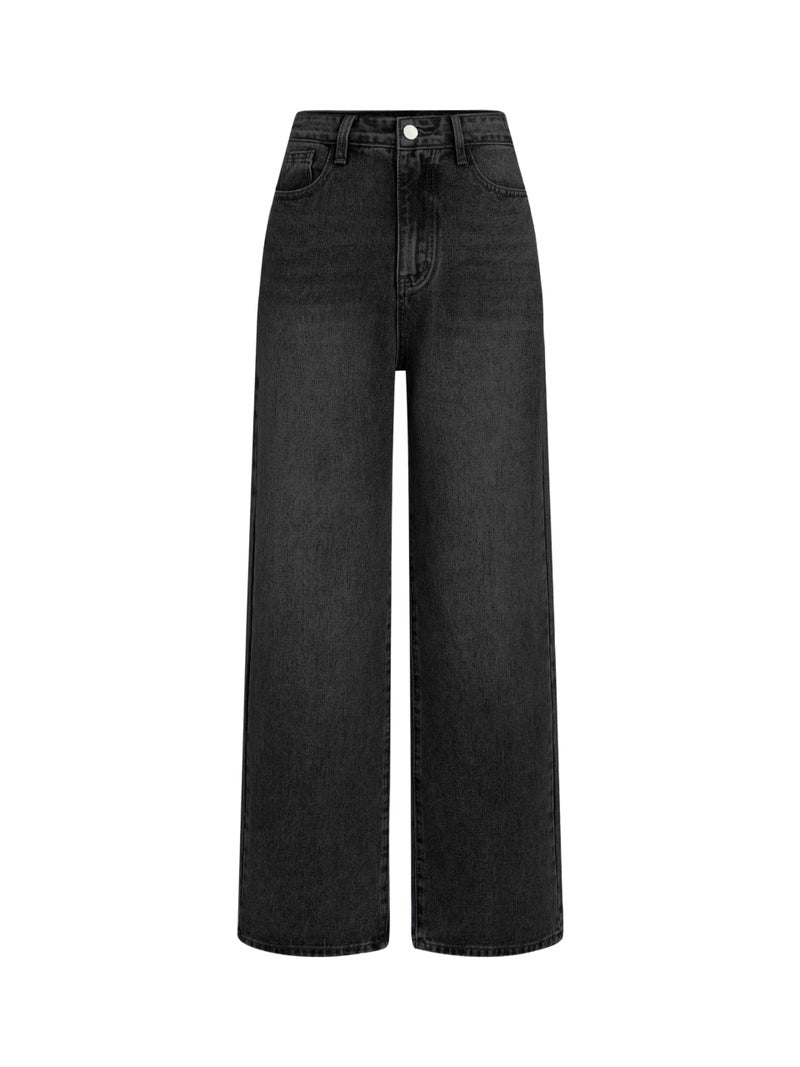 CIDER Wide Leg Jeans for Women High Waisted Denim Pants Boyfriend Jeans Trendy Casual Summer Bottom Black - Image 1