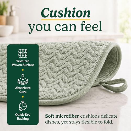 Best Brands Cuisinart Dish Drying Mat for Kitchen Counter - 2-Pack XL 18x24 Ultra Absorbent Microfiber Dish Mat - Fast Drying, Machine Washable, Foldable Countertop Pad - Safe for Granite & Quartz (Geostripe) - Image 5
