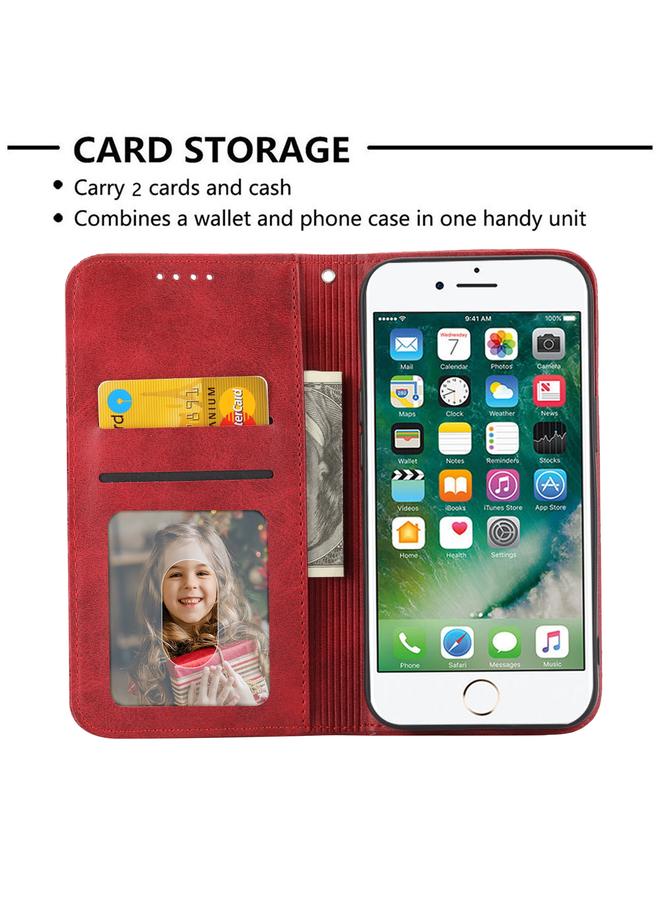 اس-توب جراب هاتف من الجلد بتصميم شبكي مكعب من جلد العجل مع إغلاق مغناطيسي لهاتف iPhone 7 Plus / 8 Plus - Image 4