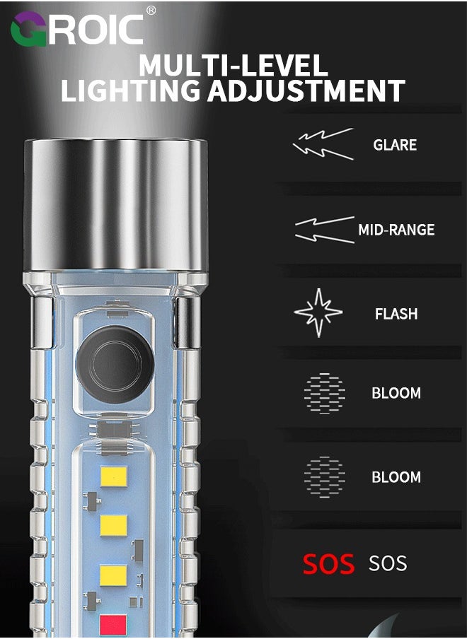 GROIC Keychain Flashlight USB C Rechargeable, 5000K, High CRI, 420 Lumens EDC Flashlight Mini Size with Multifunctional Sidelight, Best for Gift/Emergencies/Camping  - Image 2