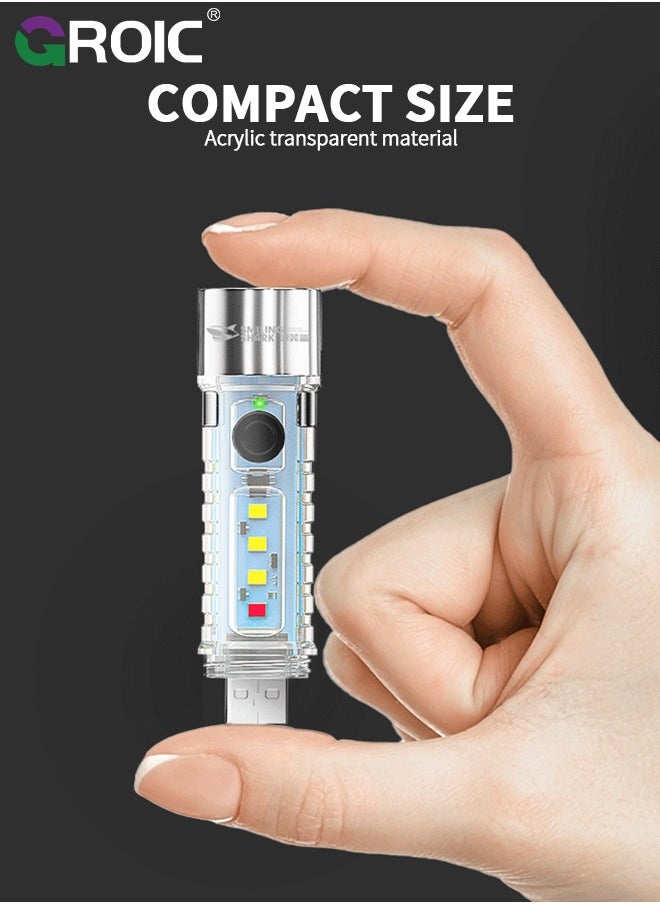 GROIC - Keychain Flashlight USB C Rechargeable, 5000K, High CRI, 420 Lumens EDC Flashlight Mini Size with Multifunctional Sidelight, Best for Gift/Emergencies/Camping - Image 1