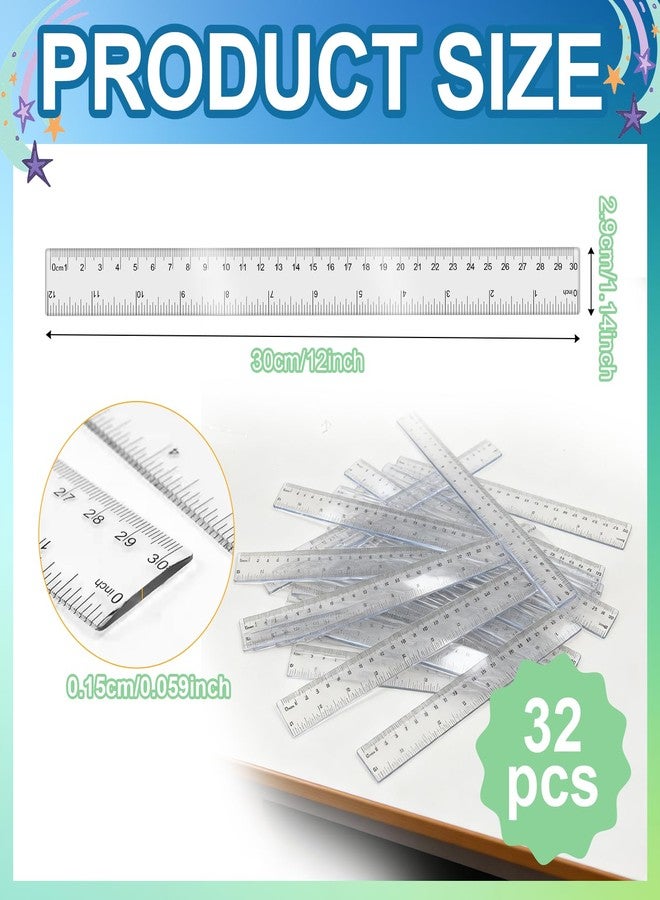 eggigi 30Pcs Clear Plastic Rulers - 12 Inch Transparent Flexible Rulers with Inch/Metric Scales, Multipurpose Measuring Tools for School, Office & Home Use - Image 2