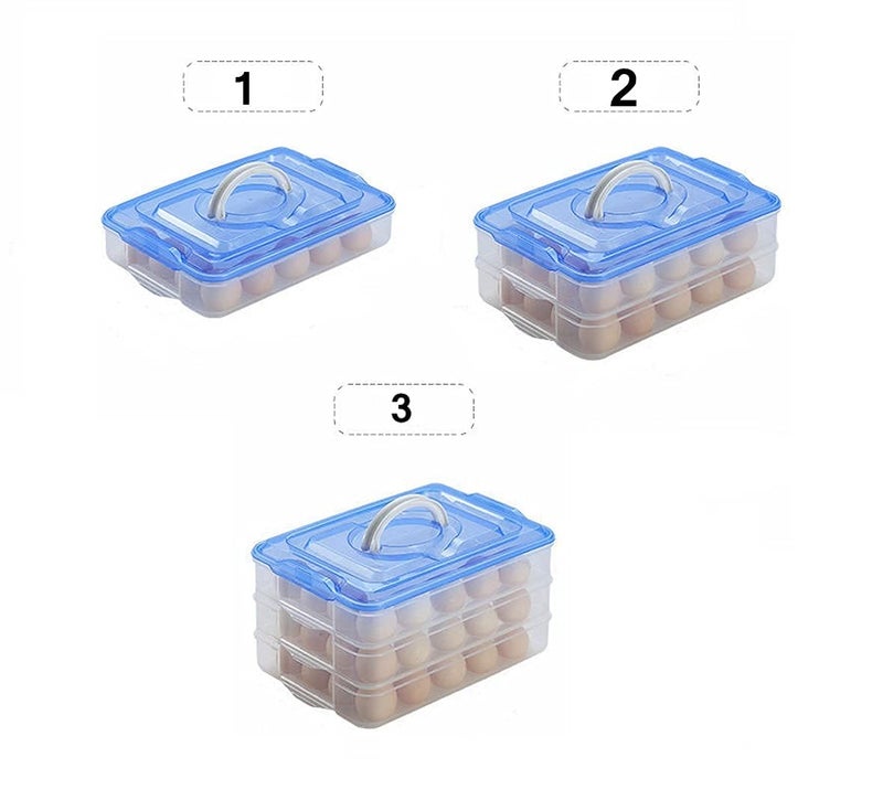 DRODRM Plastic Three Layer Refrigerator 36 Eggs Storage Box Airtight Basket Made in India EGG BOX 36 GRID - Image 2