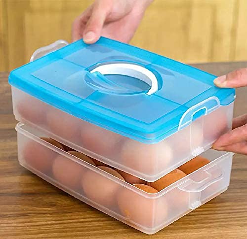 DRODRM Plastic Three Layer Refrigerator 36 Eggs Storage Box Airtight Basket Made in India EGG BOX 36 GRID - Image 3