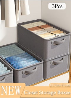 DUNISO 3pcs Closet Storage Box with Handle, Foldable Cube Storage Bins Sturdy Closet Organizer System for Clothing, Jeans, Toys, Books, Shelves, Closet, Wardrobe  - Image 1