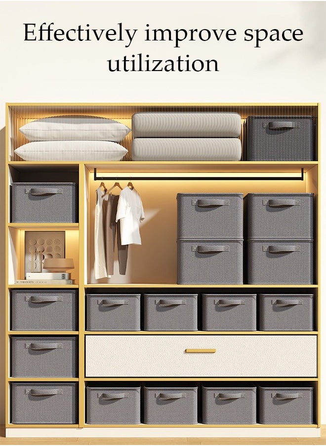 DUNISO - 3pcs Closet Storage Box with Handle, Foldable Cube Storage Bins Sturdy Closet Organizer System for Clothing, Jeans, Toys, Books, Shelves, Closet, Wardrobe - Image 1