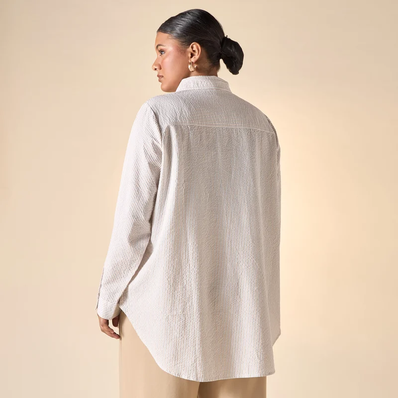 Ulla Popken Plus Size Ulla Popken Embellished Shirt with Long Sleeves