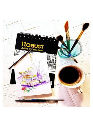 سلسلة Robust 400 دفتر رسم A4 (8.5"x11.7")، 100 ورقة، دفتر رسم بسماكة 180 جم/م²، ورق فني للوسائط الجافة والرطبة، دفتر رسم للأطفال، ملفوف بلفافة، ورق رسم فنان بملف بلفافة، خالٍ من الأحماض. - view 3