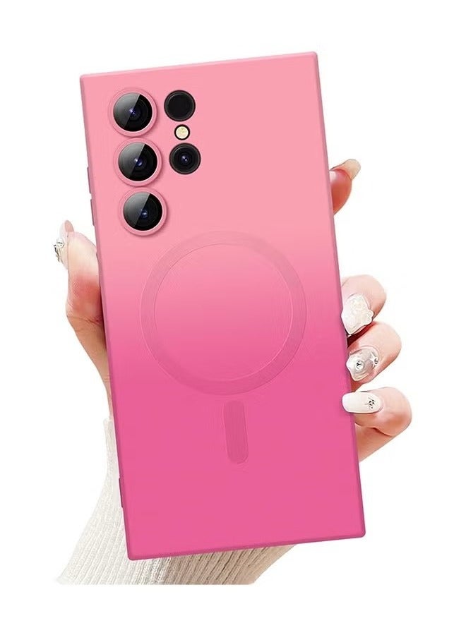 Samsung Galaxy S24 Ultra Magnetic Case, Soft Liquid Silicone Case Bumper Anti-Scratch Shockproof Full Camera Protector Multicolor Cover for Samsung Galaxy S24 Ultra, Pink Red - Image 1