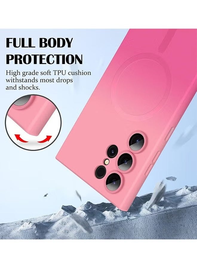 Samsung Galaxy S24 Ultra Magnetic Case, Soft Liquid Silicone Case Bumper Anti-Scratch Shockproof Full Camera Protector Multicolor Cover for Samsung Galaxy S24 Ultra, Pink Red - Image 5