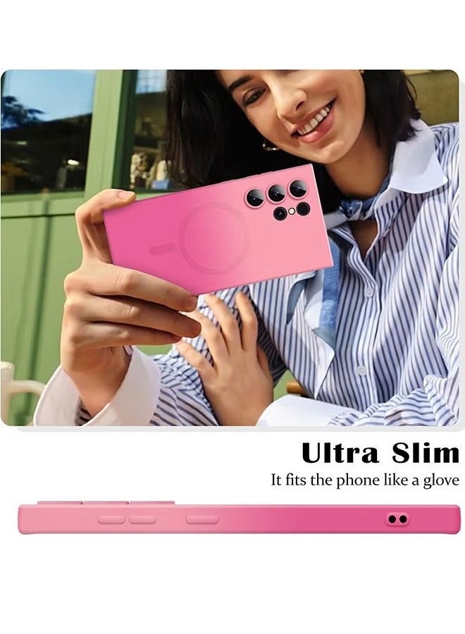 Samsung Galaxy S24 Ultra Magnetic Case, Soft Liquid Silicone Case Bumper Anti-Scratch Shockproof Full Camera Protector Multicolor Cover for Samsung Galaxy S24 Ultra, Pink Red - Image 2