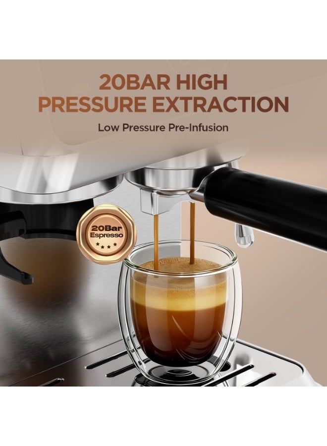 CAFELFFE Barista Espresso Machine With Built-In Grinder,Cold Extraction Technology, Touchscreen Coffee Machine with Coffee Volume & Grinding Time and Temperature Programmable 1.8L 1500W - Image 3