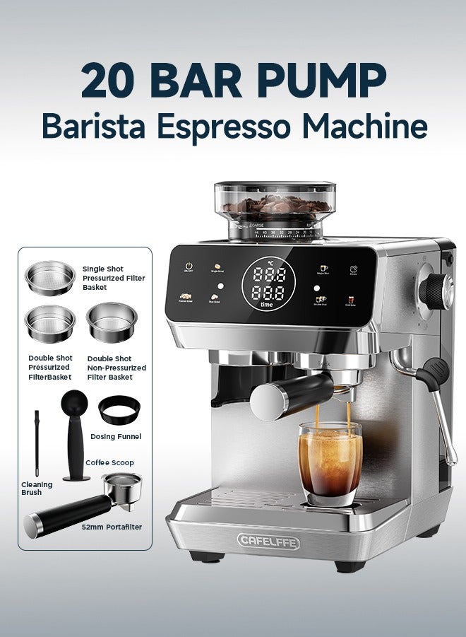 CAFELFFE Barista Espresso Machine With Built-In Grinder,Cold Extraction Technology, Touchscreen Coffee Machine with Coffee Volume & Grinding Time and Temperature Programmable 1.8L 1500W - Image 1