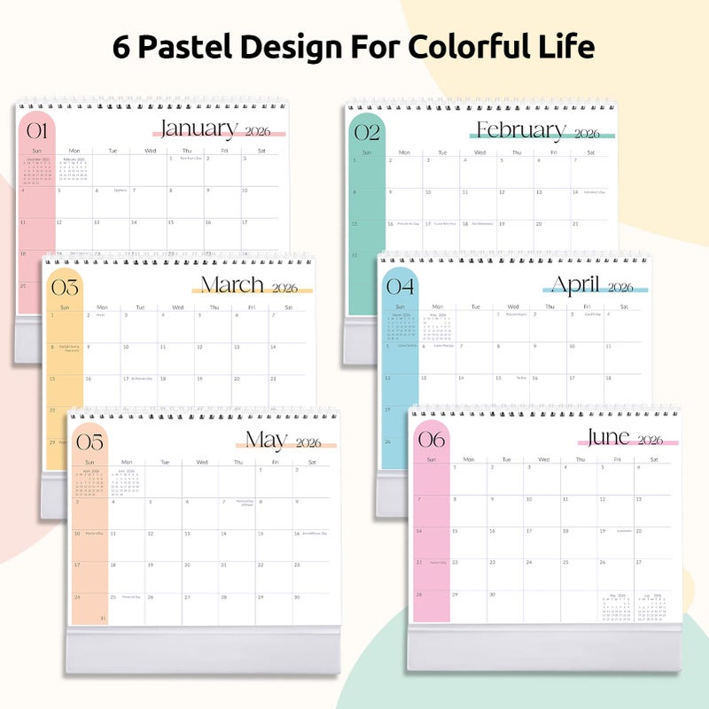 SKYDUE Desk Calendar 2025-2026, May 2025 to Dec 2026 20 Months Small Desk Calendar with Planner Stickers, 10" x 8" Desktop Calendar Planner, Minimalist - Image 2
