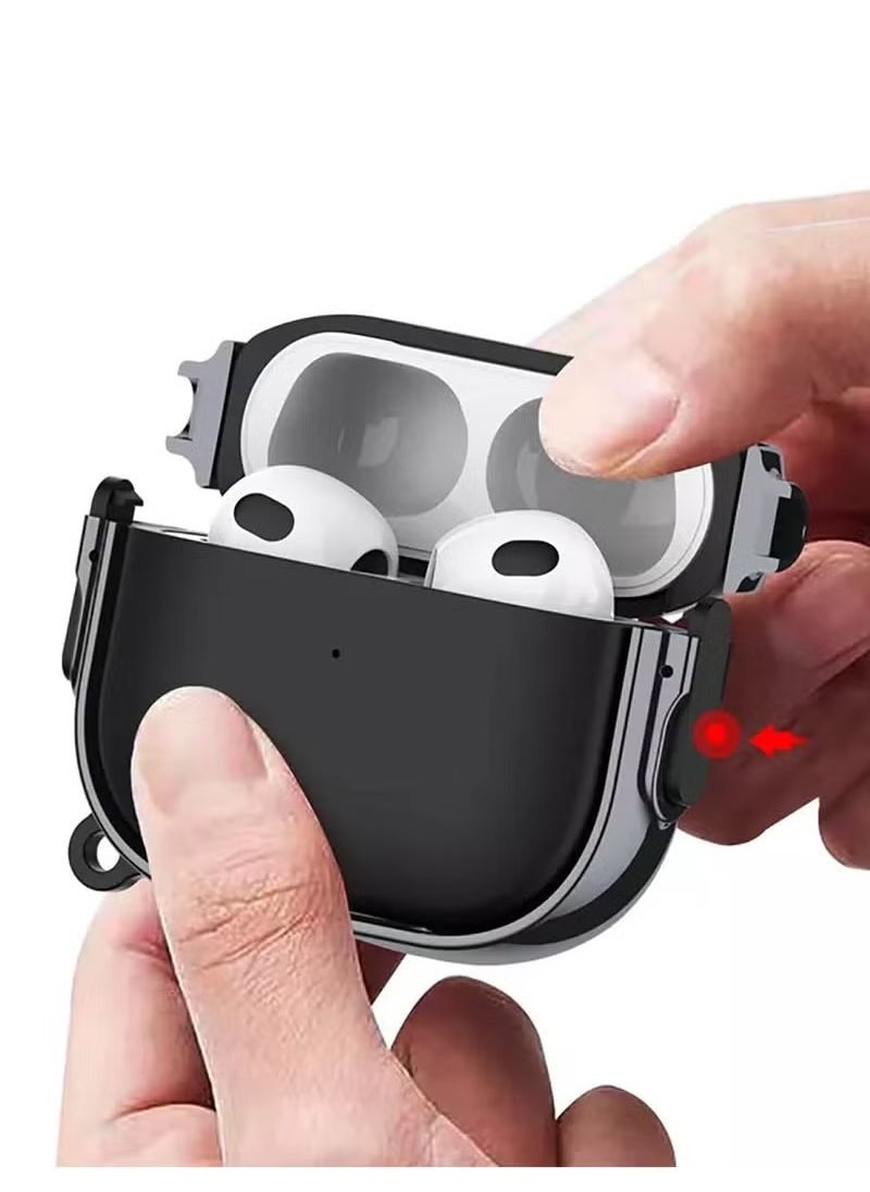 متوافق مع غطاء AirPods Pro 2 مع مشبك مفاتيح وغطاء سماعة رأس متين للحماية من الصدمات والسقوط لكامل الجسم (أزرق)  - Image 2
