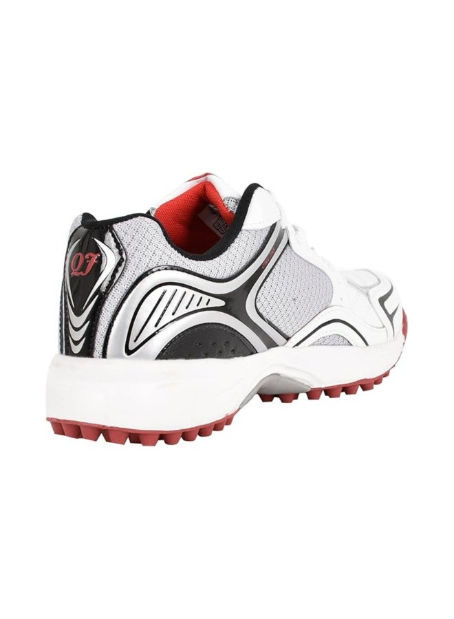 حذاء رياضي رجالي للكريكيت مرصع بالمسامير باللونين الأبيض والأحمر - شبكة قابلة للتهوية، وراحة عند الأربطة، وأداء يدوم طوال اليوم - Image 5