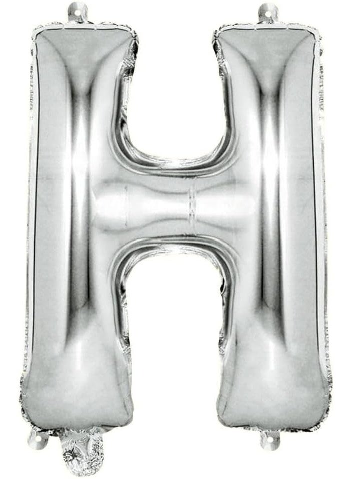 Italo H Alphabet Letter Foil Balloon, 16-Inch Size, Silver