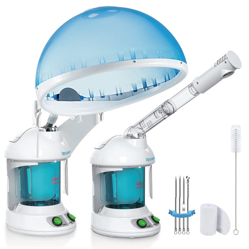 DENFANY Hair Steamer, 2 in 1 Hair and Face Steamer for Natural Hair with UV Ozone, Face Steamer Hair Humidifier Moisturising Hydration System Sprayer for Personal Care Use at Home and Salon - Image 1