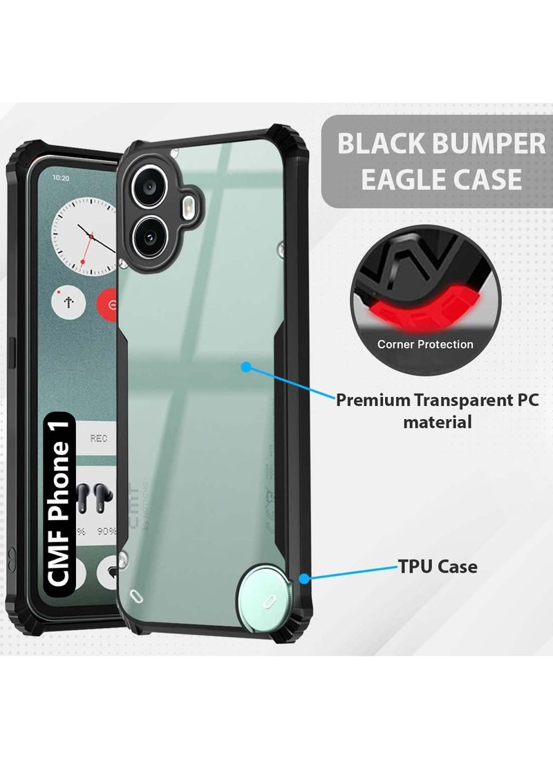 Wtech - Nothing CMF Phone 1 5G 2024 Hybrid TPU Silicone With Raised Armour Bumpers Slim Case Cover - Black - Image 1